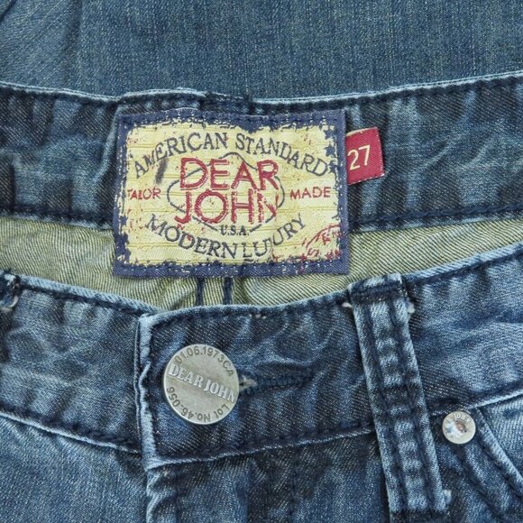 Dear John Womens 27 Jesse Boyfriend Distressed Roll Cuff Hem Denim Blue Jeans - Picture 7 of 12